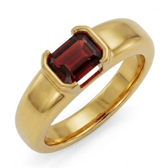 Not Yet Made - Made To Order Garnet Signet Gemstone Ring | January Birthstone Ring | Everyday Stacking Ring Us 7 For Sale - Image 5 of 5