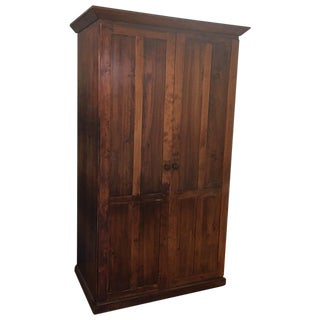 Farmhouse-Style Wood Armoire For Sale