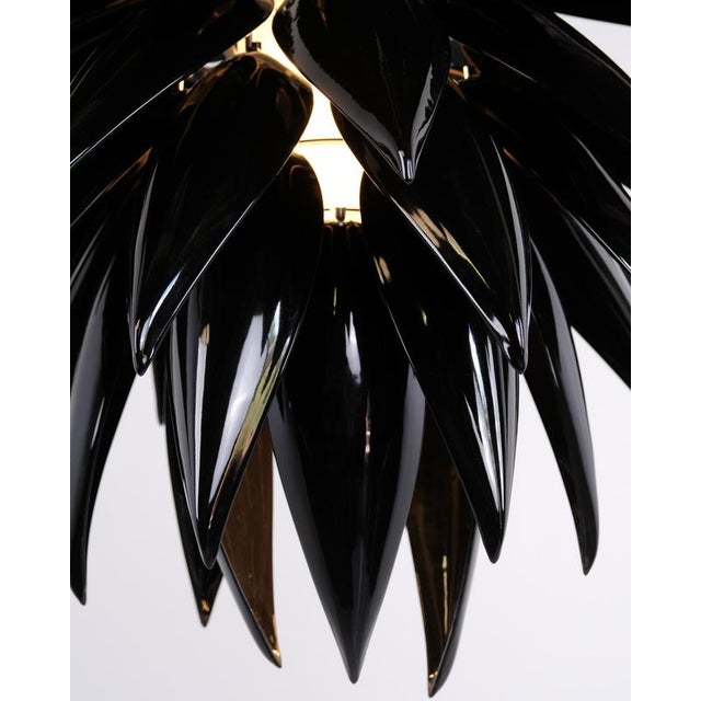 Ceramic Aloe Blossom Large Anniversary Pendant Light with Black Porcelain Leaves by Jeremy Cole, 2004 For Sale - Image 7 of 15