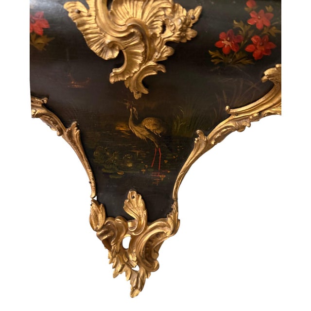 Mid 18th Century 18th Century French Louis XV Lenoir À Paris Floral Cartel Clock & Bracket For Sale - Image 5 of 13
