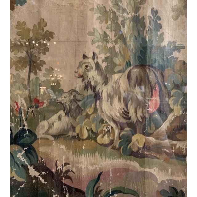 18th Century French Aubusson Gouache Cartoon of Goats in Landscape For Sale - Image 9 of 11