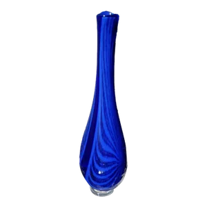 Handblown Glass Vase 21" by Victor Chiarizia, Cobalt Blue, Incalmo Technique