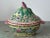 Decorative Ceramic Tureen or Oval Bowl with lid in Palm Beach style. Sculptural Lotus Flower and Raised Green Leafs...