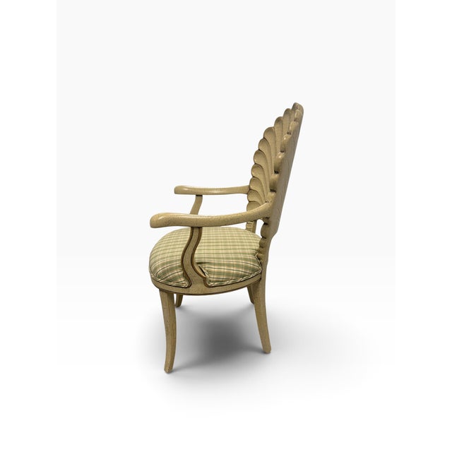 Vintage Italian Venetian Grotto Hollywood Regency Style Carved Shell Back Armchair For Sale - Image 4 of 14