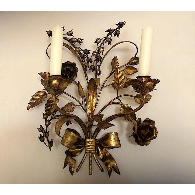 Gilt Tole Double Wall Candleholders by Hans Kögl, 1960s, Set of 2 For Sale - Image 10 of 11
