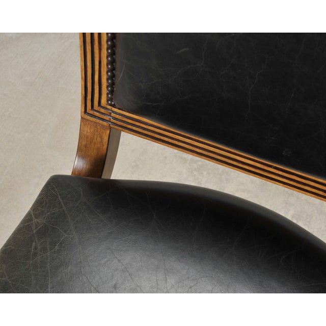 Set of Six Michael Taylor Regency Style Leather Dining Chairs For Sale - Image 16 of 18