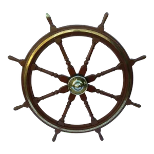 Mahogany And Brass Antique Ship's Wheel