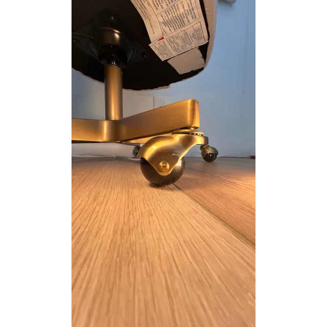 2010s Restoration Hardware Teen Kinney Antiqued Brass Desk Chair, Velvet Mist For Sale - Image 5 of 8