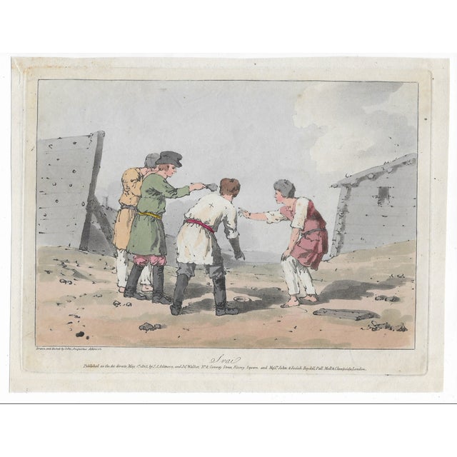 John Augustus Atkinson (1775-1830) "Svai" hand colored engraving. This is also known as "Boys Playing Knucklebones."