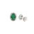 Modern 0.48 CTW Oval-Cut Emerald Halo Diamond Stud Earrings in Silver- 2 Pieces For Sale - Image 3 of 10