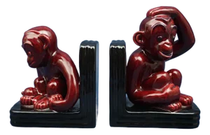 Art Deco Ceramic Monkey Bookends by Michael Powolny for Wiener Keramik, Austria, 1920s, Set of 2