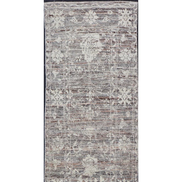 Keivan Woven Arts Modern Runner in Shades of Gray, Brown, Cream 3' X 12'1 For Sale In Atlanta - Image 6 of 11