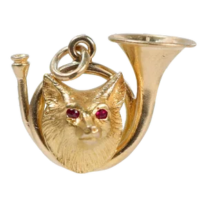 Vintage Edwardian Signed Whiteside & Blank 14k Gold Fox Hunt Charm for a Bracelet