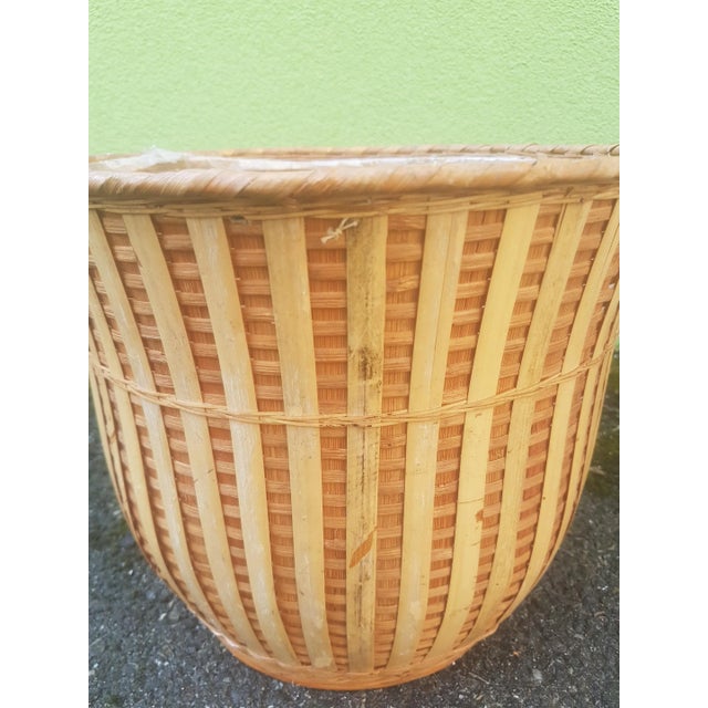 Wood Vintage Wicker Cache Pot, 1970s For Sale - Image 7 of 9