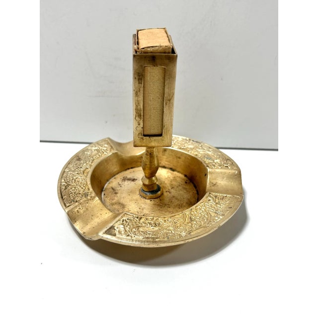 Vintage Brass Dragon Ashtray Catchall Tray – Asian Relief Match Holder For Sale - Image 4 of 6