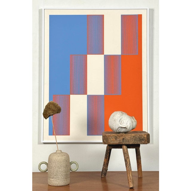 Abstract Richard Anuszkiewicz - Celebrate New York Op Art Serigraph, Signed (1973, Framed) For Sale - Image 3 of 5