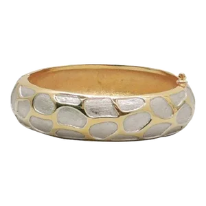 Vintage Signed Crown Trifari Modernist Animal Print Cuff Bracelet