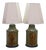 Late 20th Century Chinese Chinoiserie Green Gilt Toleware Tea Canister Caddy Banquet Lamps - a Pair For Sale
