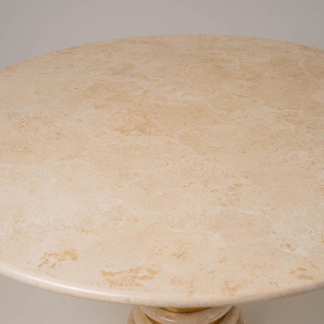 Italian Travertine and Brass Pedestal Dining Table by Marzio Cecchi for Studio Most, 1970s For Sale - Image 13 of 14