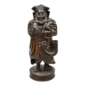 19th Century Black Forest Figural Wood Carved Night Watchman Lidded Tobacco Jar Box