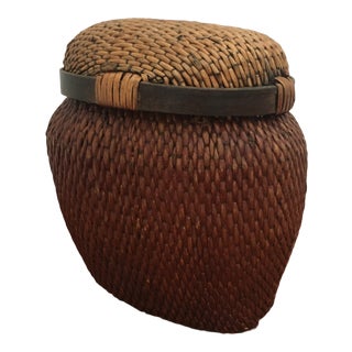Woven Oblong Lidded Basket For Sale