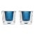 Contemporary Fitz and Floyd Navy Cube Glass Votive Holders - Set of 2 For Sale