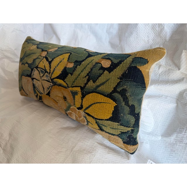 Renaissance 16th Century Antique Brussels Verdure Tapestry Pillow For Sale - Image 3 of 7
