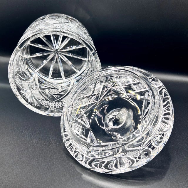 Glass Vintage Cut Crystal Biscuit Barrel in Lead Crystal, 1950s For Sale - Image 7 of 11