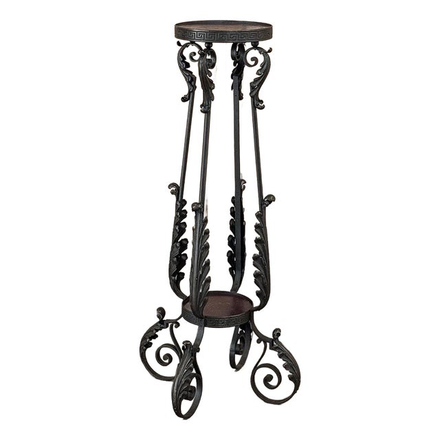 Antique Wrought Iron Two-Tiered Pedestal For Sale
