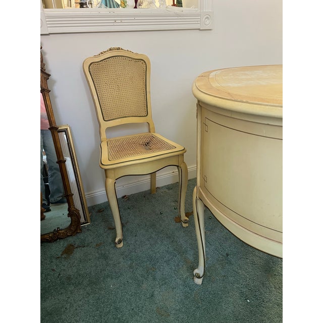 Antique White Antique French Louis XVI Style Kidney Shaped Vanity or Writing Desk For Sale - Image 8 of 8