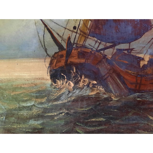 Coastal 19th/20th-Century European Coastal Marine Oil Painting Signed l.s. Schippers For Sale - Image 3 of 6