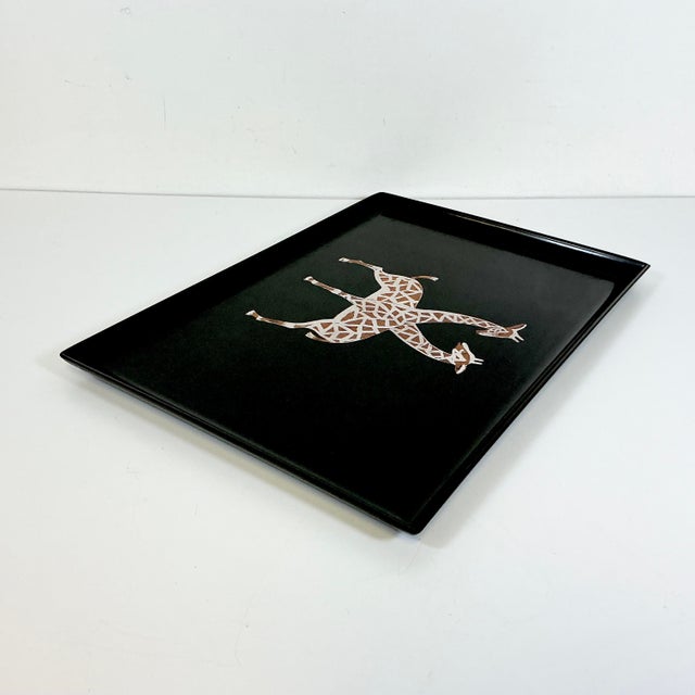 1970s Mid-Century Hollywood Regency Boho Chic Safari Couroc Giraffe Tray, Extra Large. For Sale - Image 15 of 18