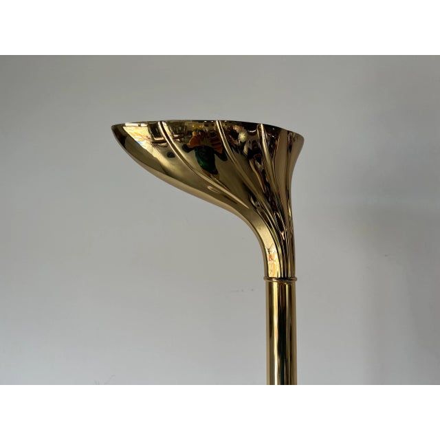 Italian Gianfranco Frattini for Relco original brass floor lamp. Made of heavy stock brass with sculptural scallop - shape...