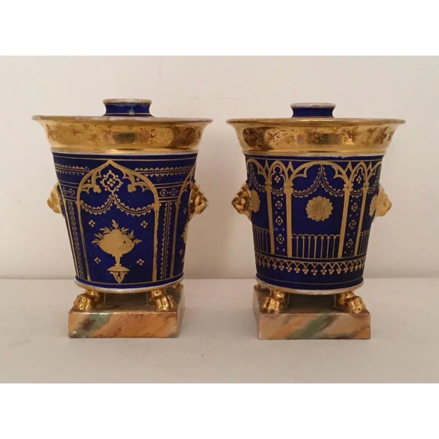 Early 19th Century Early 19th Century French Empire Porcelain Flower Vases - A Pair For Sale - Image 5 of 11