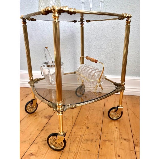 Vintage Art Deco Italian Brass Serving Cart For Sale - Image 6 of 8