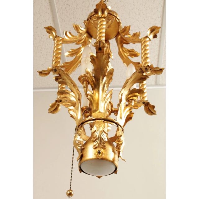 Mid 20th Century Italian Hollywood Regency Gilt Tole Lantern Chandelier For Sale - Image 11 of 13