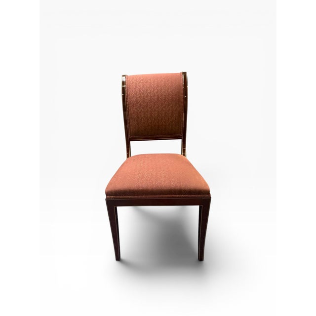 2000 - 2009 Kindel Mahogany Sleigh Back Side Chair With Hand-Painted Gold Accents For Sale - Image 5 of 12