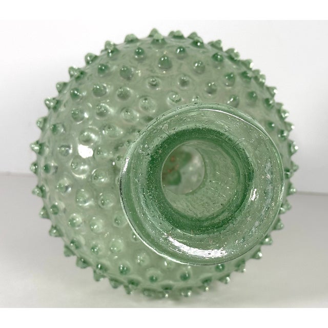 Green 20th Century MCM Italian Empoli Green Knobbly Pedestal Vase With Uv Glow For Sale - Image 8 of 16