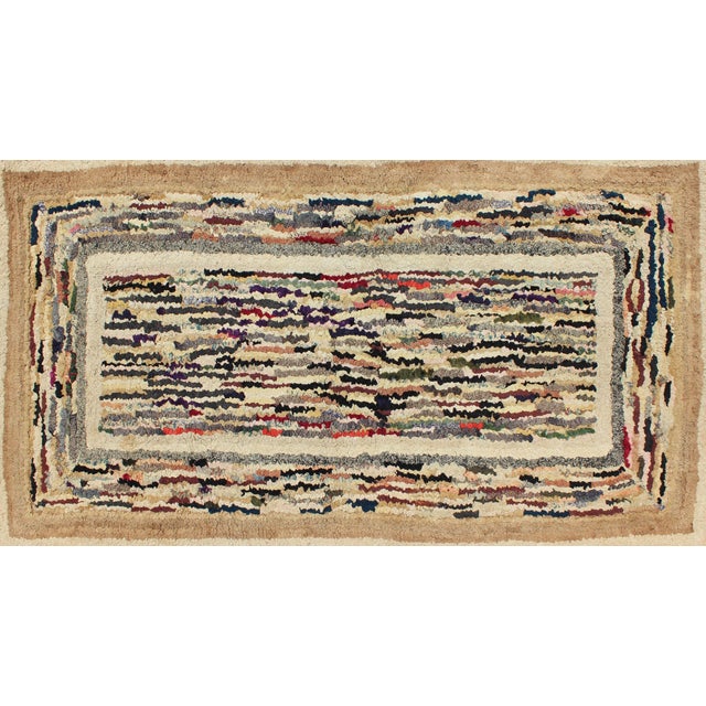 American Hooked Rug With Variegated Design in Black, Brown and Taupe 2'4"x5'2" For Sale - Image 4 of 7