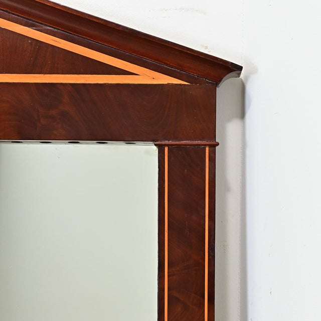 Wood Early 20th Century French Empire Style Wall Mirror with Cue Rack For Sale - Image 7 of 9