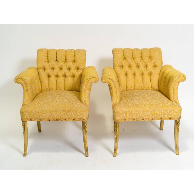 1940s Vintage Hollywood Regency Tufted Lounge Chairs A Pair Chairish