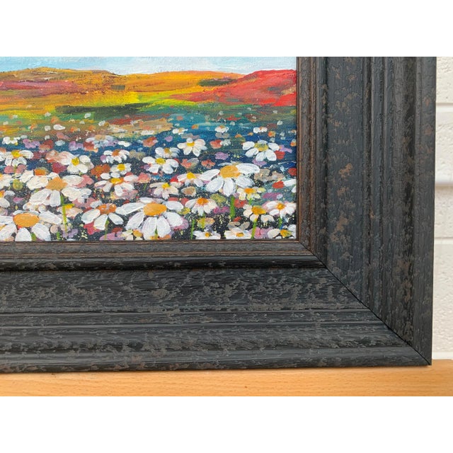 Angela Wakefield, Wild Daisy Flowers English Countryside Landscape Painting by Contemporary Artist, 2020 For Sale - Image 6 of 11