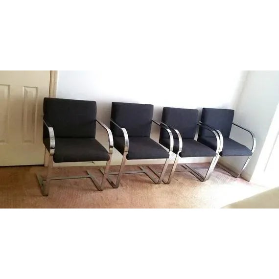 1980s Set of 4 Grey Flat Bar Brno Style Chairs For Sale In Miami - Image 6 of 8
