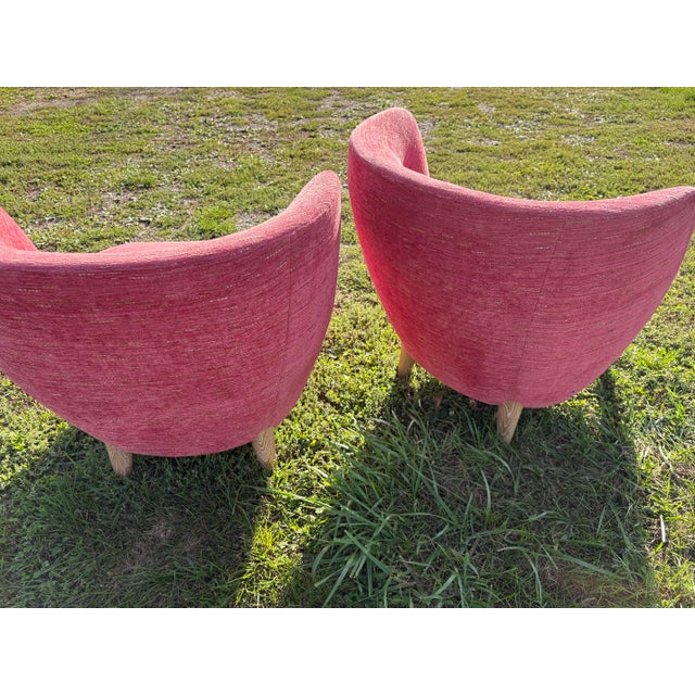 Salmon Vintage Italian Modern Club Chairs in the Manner of Geo Ponti For Sale - Image 8 of 10
