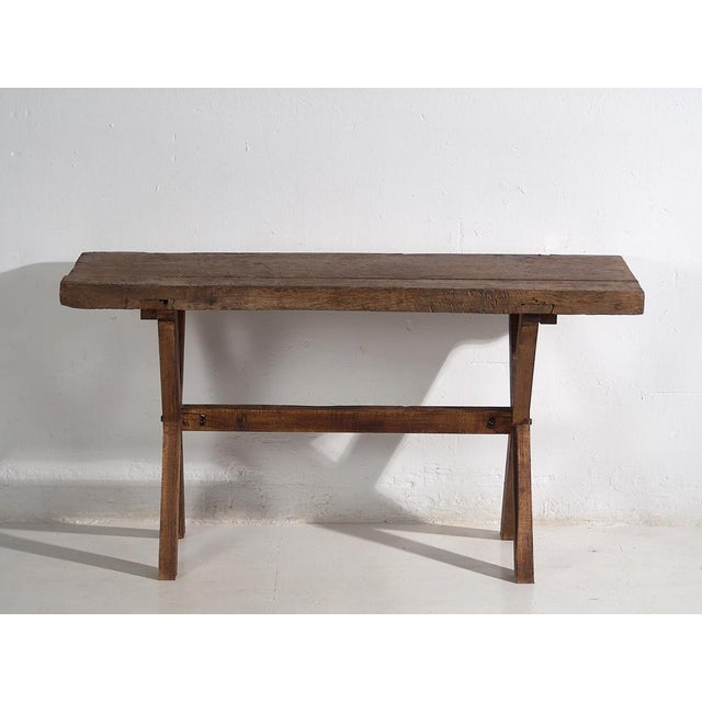 Brown Antique Rustic Wood Table, 1900 For Sale - Image 8 of 14