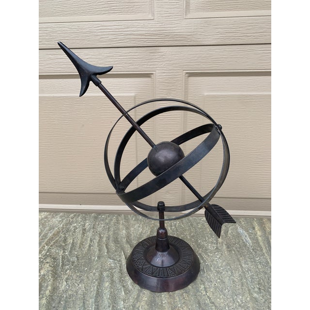 Late 20th Century English Country Iron Bronze Garden Armillary Sundial For Sale - Image 9 of 11