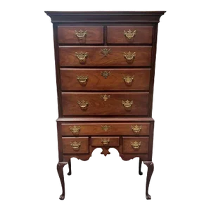 1980s Hickory Chair Mahogany Flat Top High Boy Chest of Drawers
