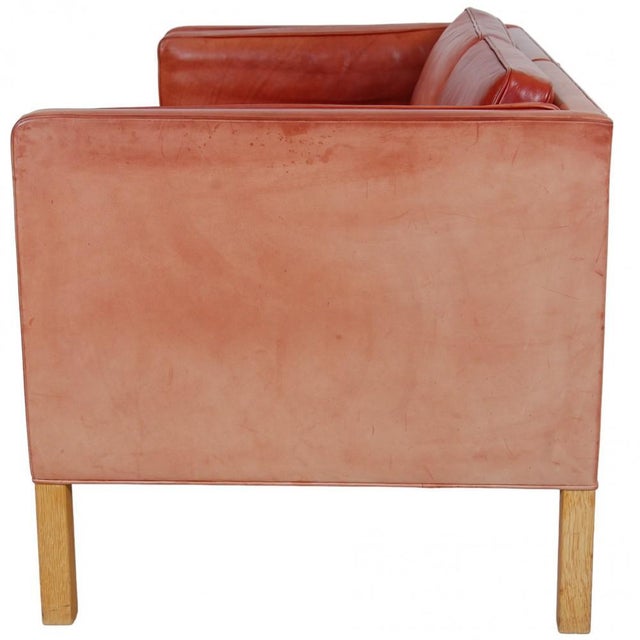 Animal Skin 2 Seater 2332 Sofa in Indian Red Aniline Leather from Børge Mogensen For Sale - Image 7 of 18