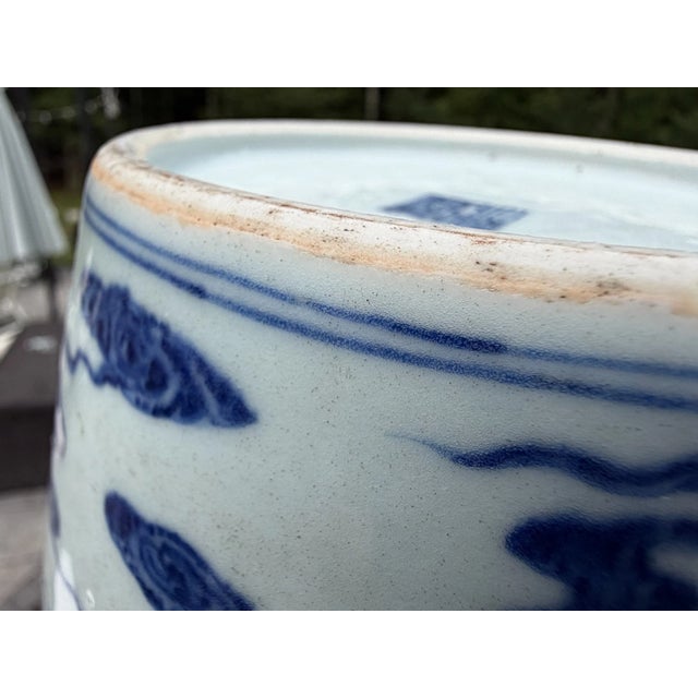 Important Antique Chinese Underglaze Blue & Red Porcelain Vase With Bats - Qianlong Style For Sale - Image 12 of 15