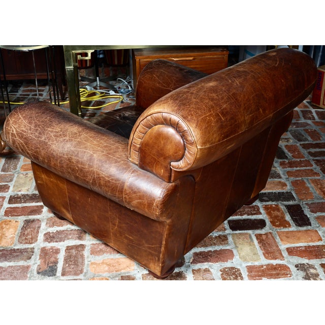 Vintage Italian Leather Club Chair For Sale - Image 9 of 9